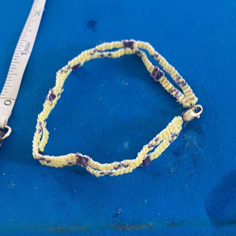 Yellow and Purple Beaded Bracelet